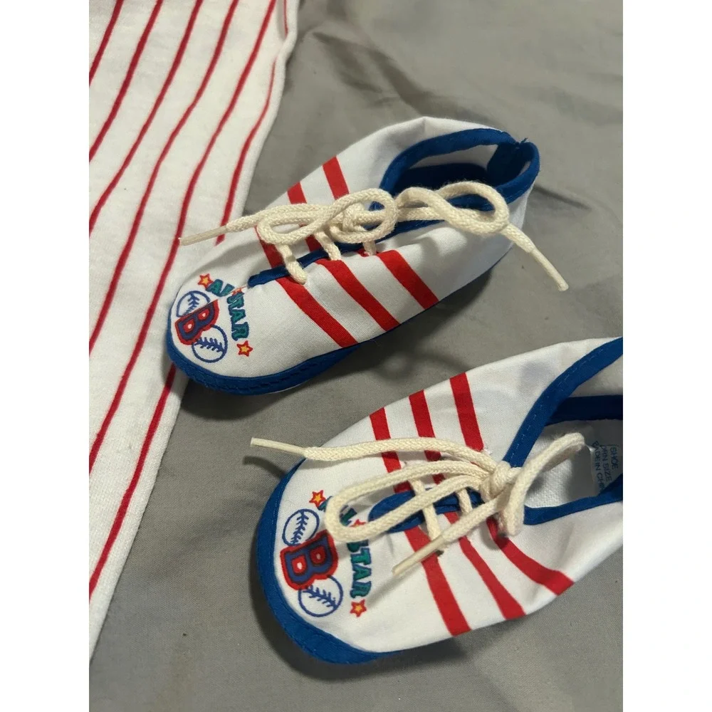 Vintage Buildwise Baby Baseball Uniform Set 3-6 Months Pinstripe 4pc Outfit Hat